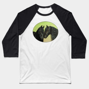 Black Friesian Horses Baseball T-Shirt